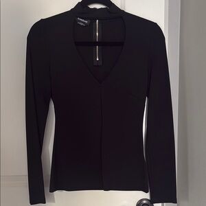 Bebe Black V-Neck Women's Top